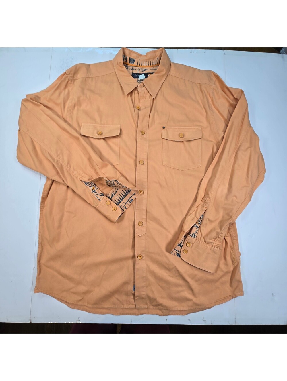Quiksilver Waterman Collection Shirt Orange Long Sleeve XL